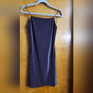 Vintage Blue Glitter Dress Medium Sparkly Gown Excellent Condition